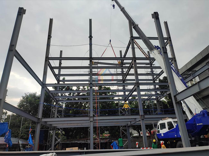 three-story steel structure building