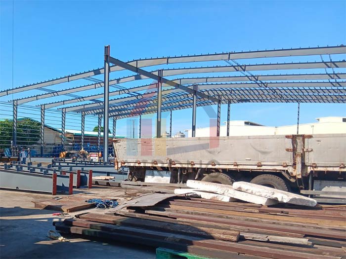 double span steel structure factory building