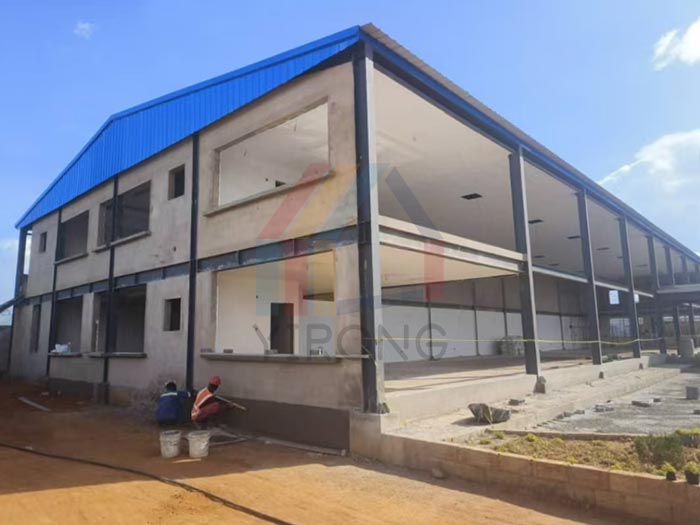 steel structure godown with mezzanine