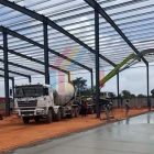 Construction of 126x50m double span factory building in Angola Construction of 126x50m double span factory building in Angola
