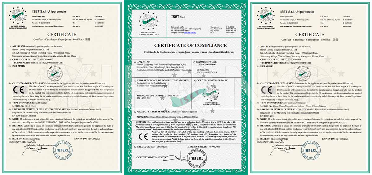 Yirong Product Certificate
