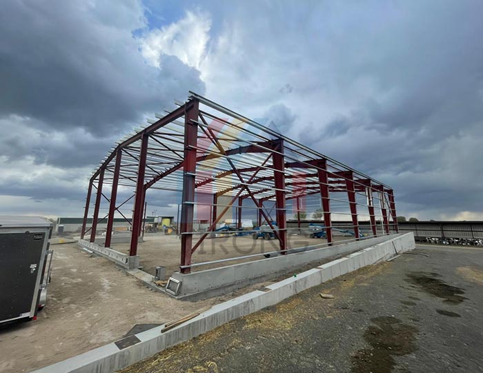 red iron building construction