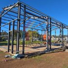 162 square meter steel frame warehouse with canopy in Australia 162 square meter steel frame warehouse with canopy in Australia
