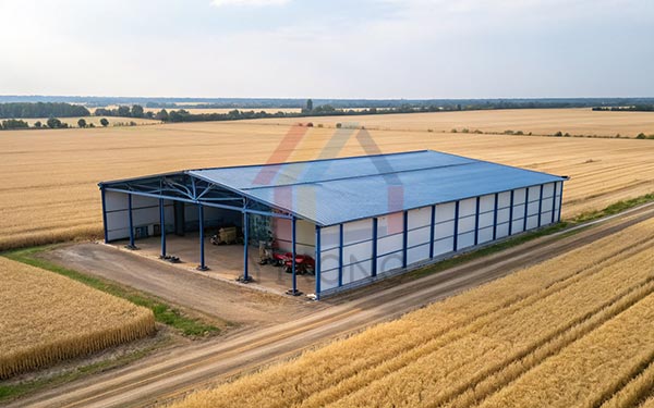 Russian wheat farm steel frame shed