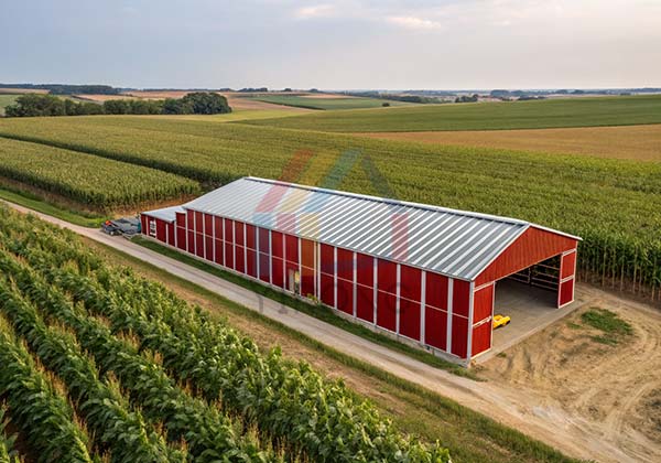steel frame shed for corn farms in the United States