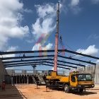 Steel structure roof installation for Tanzania warehouse project