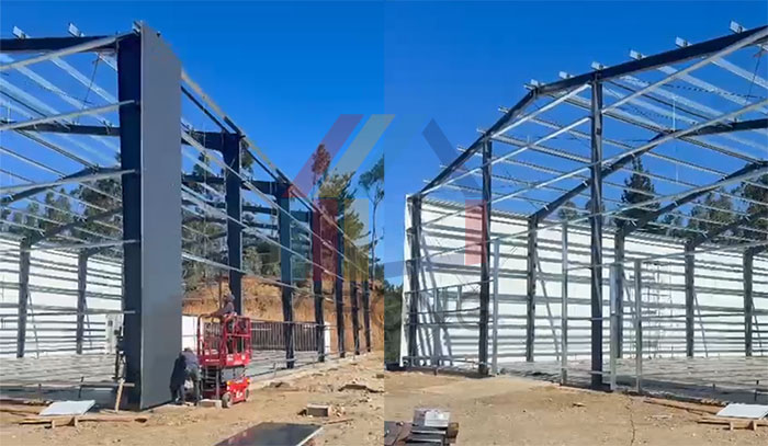 steel portal frame warehouse installation
