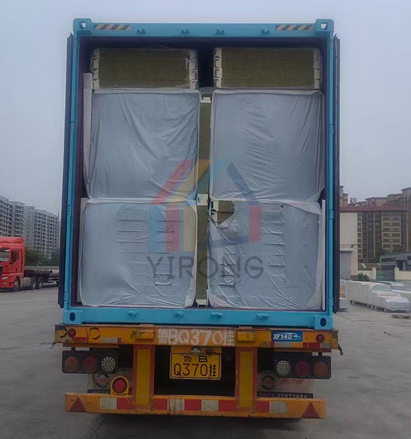 PU edge-sealed rock wool wall panels packaged and shipped