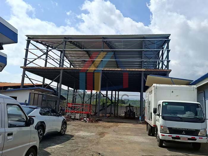 two-story steel storage warehouse installation