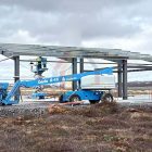 Installation of a modern single-slope steel structure warehouse in Iceland